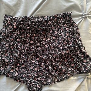 Floral Print Ruffle Shorts With Size Medium
